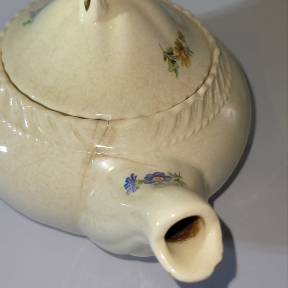 Antique Colorful Floral Harker Ware Teapot - Picture 9 of 10